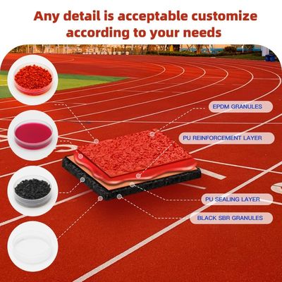 Pista de atletismo de plástico de 13-25 mm de larga duración con garantía de 10 años para atletismo