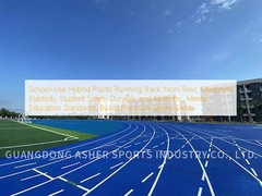 Pista de atletismo híbrida de plástico para uso escolar, no tóxica, de elasticidad moderada, seguridad de los estudiantes, duradera y estética, cumple con los estándares educativos, construye campos deportivos premium